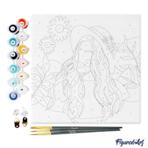 Figured’Art Καμβάς Ζωγραφικής με Αριθμούς – Abstract Woman and Daisies 20x20cm