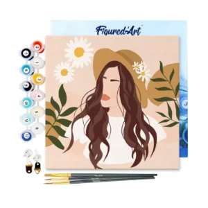 Figured’Art Καμβάς Ζωγραφικής με Αριθμούς – Abstract Woman and Daisies 20x20cm
