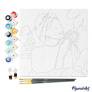 Figured’Art Abstract Woman in Green Turban 20×20 Καμβάς Ζωγραφικής με Αριθμούς