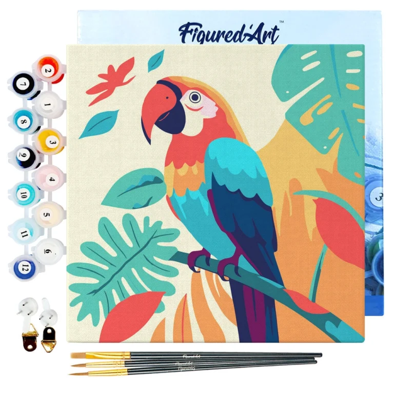 Figured’Art Tropical Parrot painting by numbers 20x20