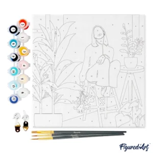 Figured’Art Woman in the Room with Plants painting by numbers 20x20