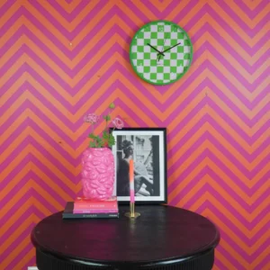 HOUSEVITAMIN Ρολόι Τοίχου Block Pattern – Green/Pink