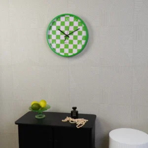 HOUSEVITAMIN Ρολόι Τοίχου Block Pattern – Green/Pink