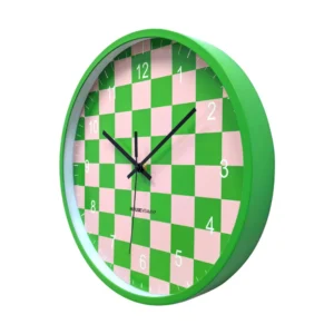 HOUSEVITAMIN Ρολόι Τοίχου Block Pattern – Green/Pink
