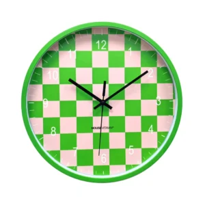 HOUSEVITAMIN Ρολόι Τοίχου Block Pattern – Green/Pink