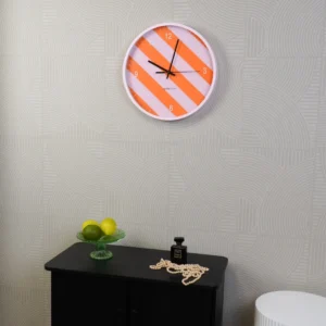 HOUSEVITAMIN Ρολόι Τοίχου Striped Pattern – Orange/Pink