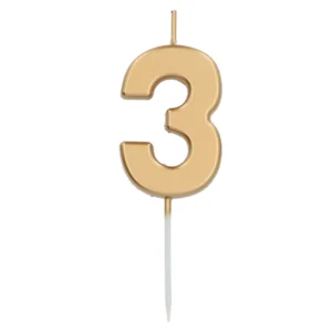 Κεράκι Τούρτας Νο 3 Gold – 5 εκ