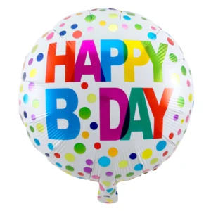Πολύχρωμο foil μπαλόνι Happy Bday με dots