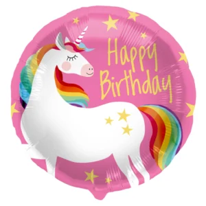 Happy Birthday Unicorn Pink foil balloon 45cm