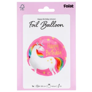 Happy Birthday Unicorn Pink foil balloon 45cm