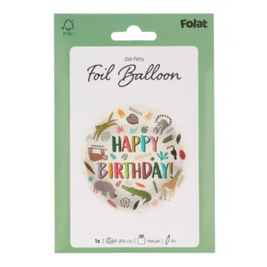 Happy Birthday Zoo Party foil balloon 45cm