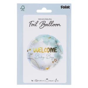 Welcome Baby Boy blue foil balloon 45cm