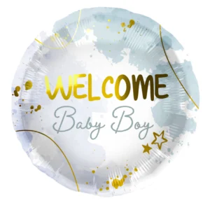 Welcome Baby Boy blue foil balloon 45cm