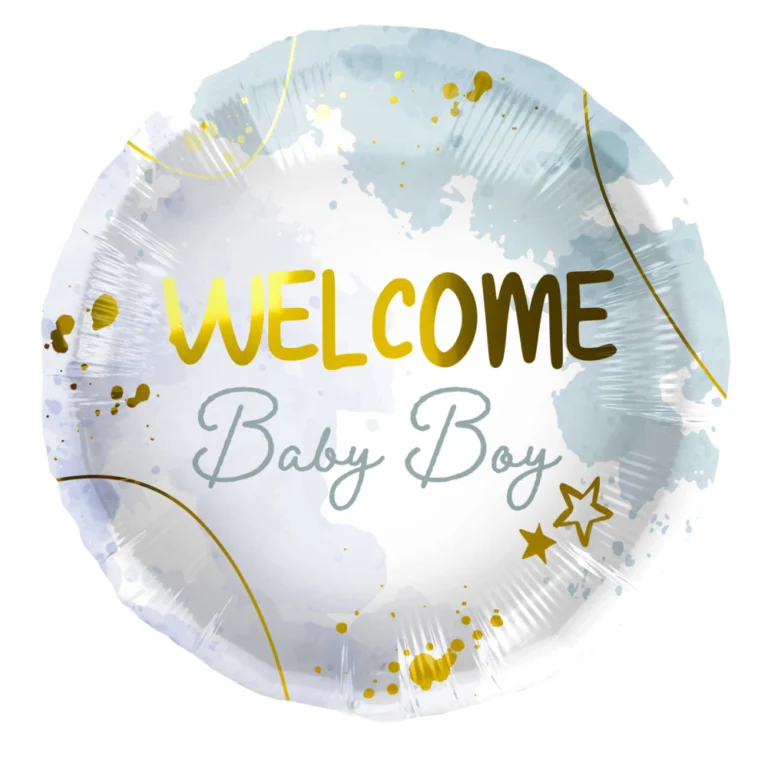 Welcome Baby Boy blue foil balloon 45cm
