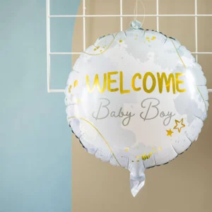 Welcome Baby Boy blue foil balloon 45cm