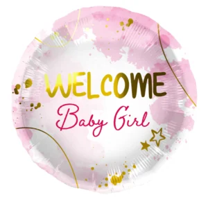 Welcome Baby Girl pink foil balloon 45cm