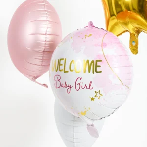 Welcome Baby Girl pink foil balloon 45cm