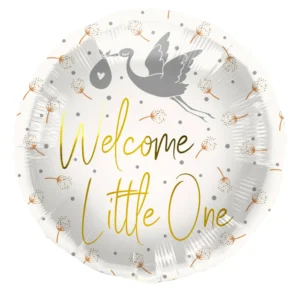 Welcome Little One white gold foil balloon 45cm