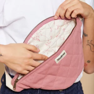 Hindbag Τσαντάκι Μέσης Olivia Quilted Blush Pink | Καπιτονέ Banana Bag από Οργανικό Βαμβάκι