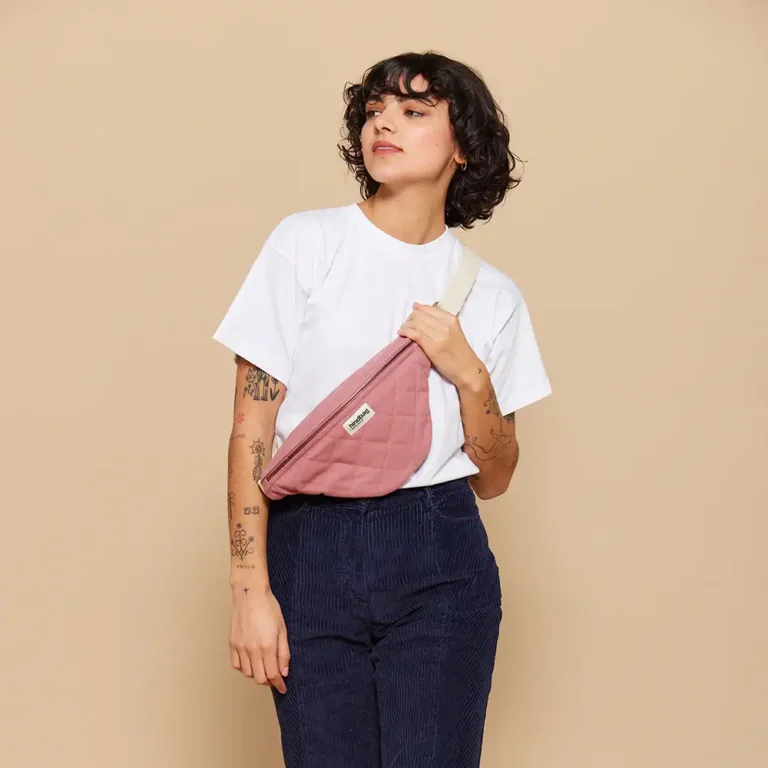 Hindbag Τσαντάκι Μέσης Olivia Quilted Blush Pink | Καπιτονέ Banana Bag από Οργανικό Βαμβάκι