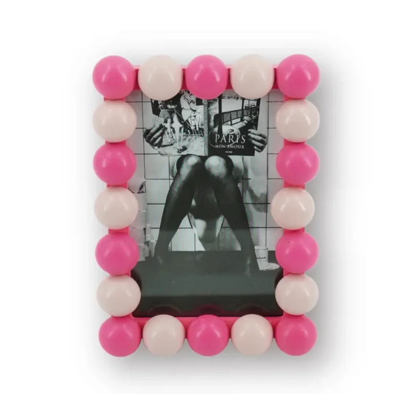 Κορνίζα HOUSEVITAMIN με beaded περίγραμμα σε Light και Neon Pink, διαστάσεων 18.5x13.5 cm