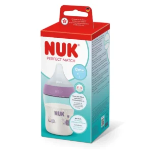 NUK Perfect Match Μπιμπερό Πλαστικό 150ml με Θηλή Σιλικόνης & Temperature Control Hippo 0m+