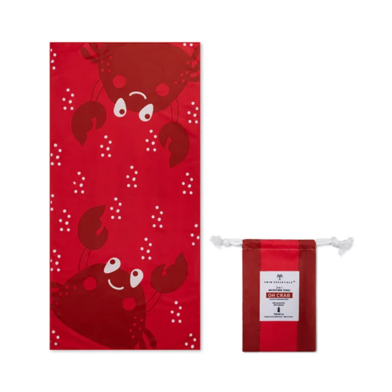 Swim Essentials Παιδική Πετσέτα Θαλάσσης Microfiber Red – Crabby 135x65 cm