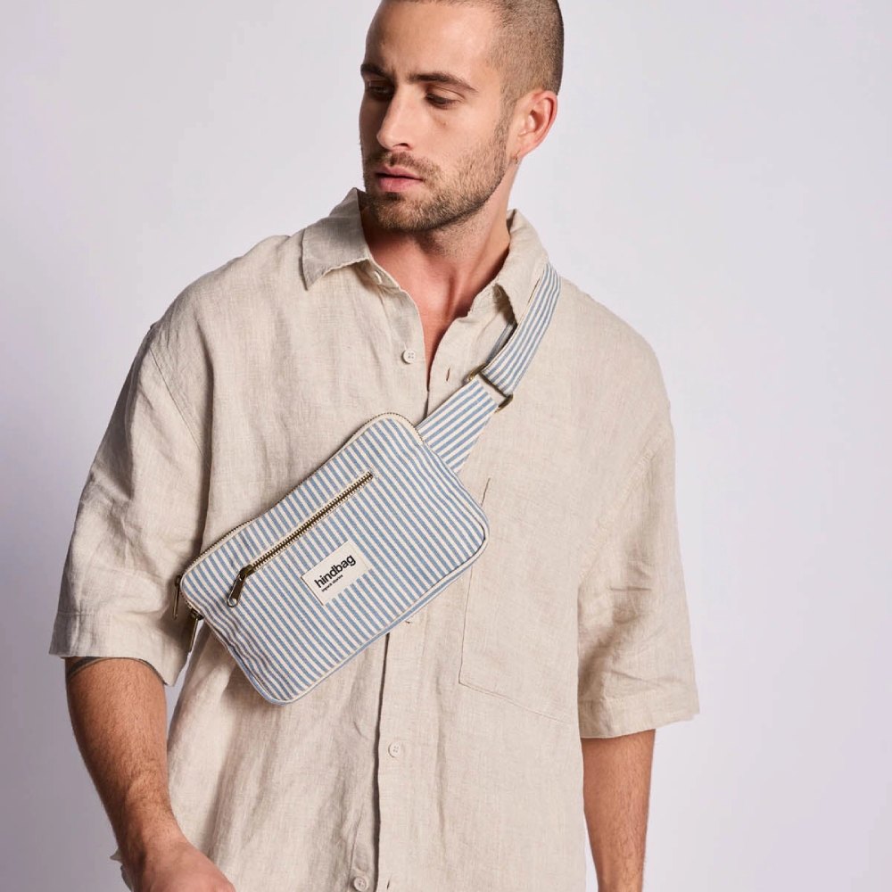 Hindbag Τσαντάκι Μέσης Harry Blue Striped από Οργανικό Βαμβάκι