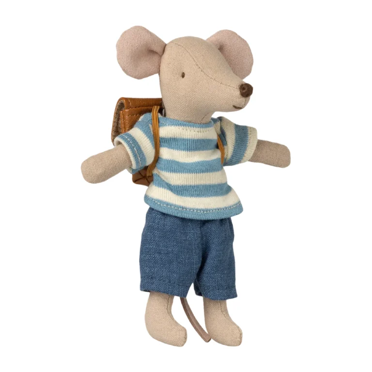 Maileg Big Brother Mouse με Σχολική Τσάντα Tricycle Mouse Brown