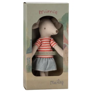 Maileg Big Sister Mouse με Ριγέ Μπλούζα και Τζιν Φούστα