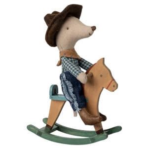 Maileg Cowboy Mouse με Κουνιστό Αλογάκι