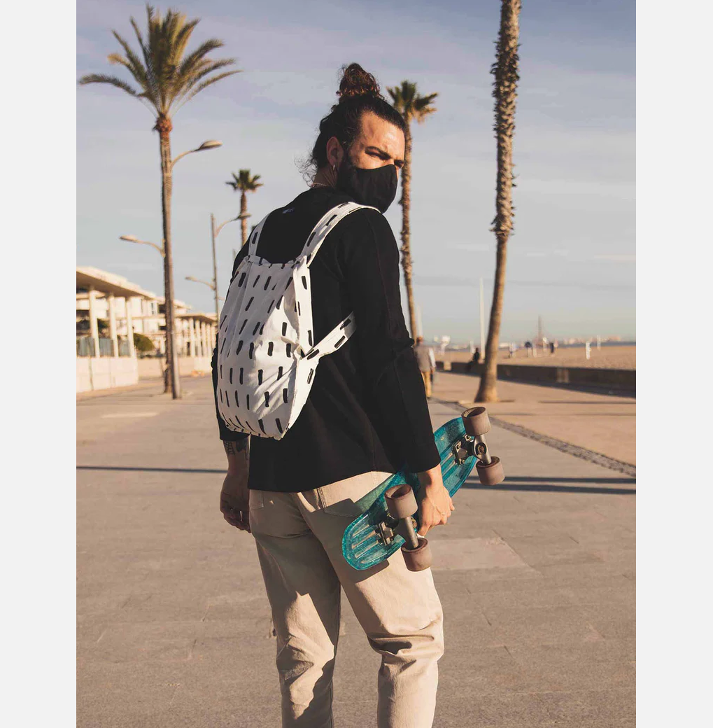 Notabag Original Black Brush White Πτυσσόμενη Τσάντα Tote Backpack 2 σε 1