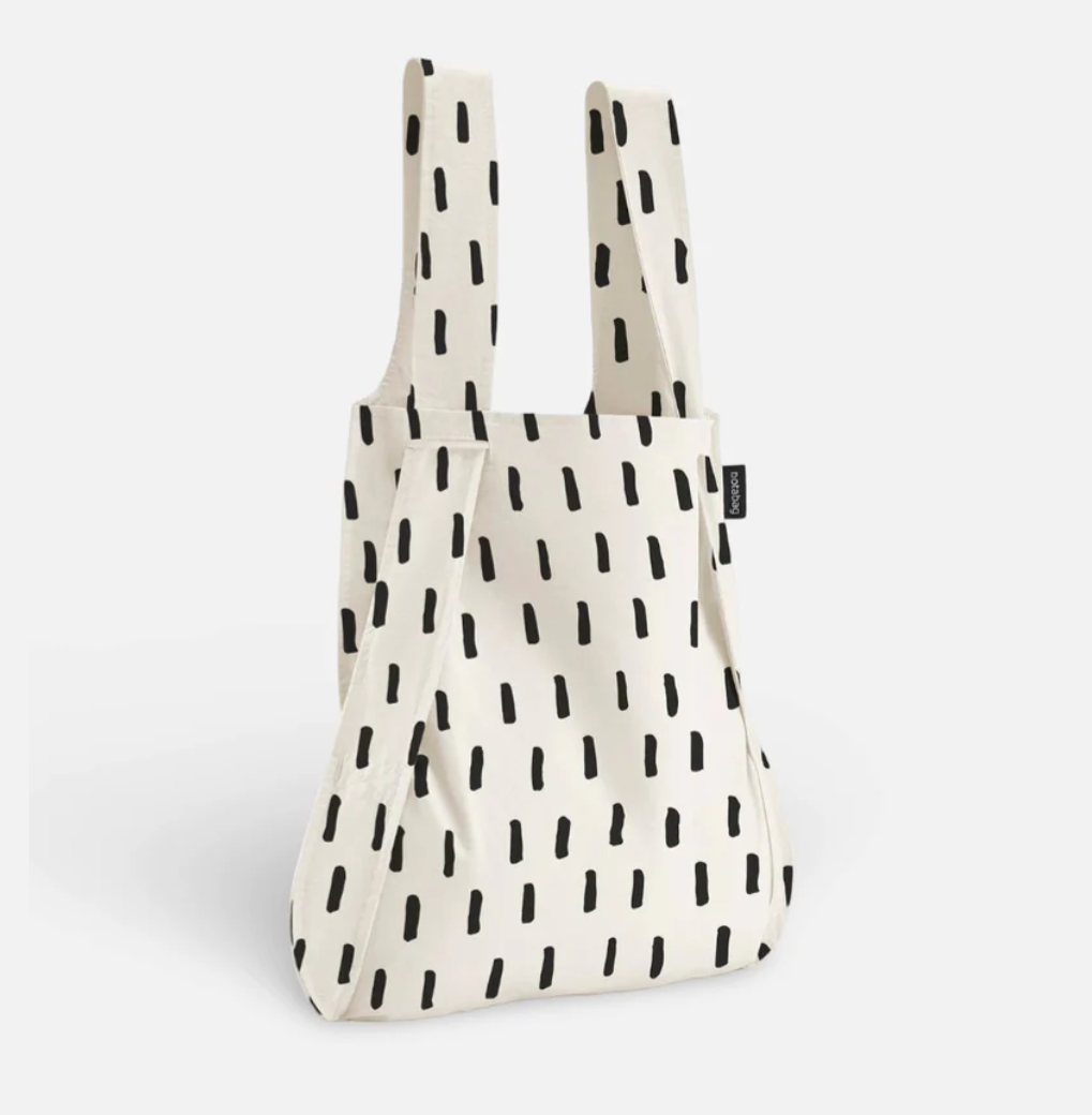 Notabag Original Black Brush White Πτυσσόμενη Τσάντα Tote Backpack 2 σε 1
